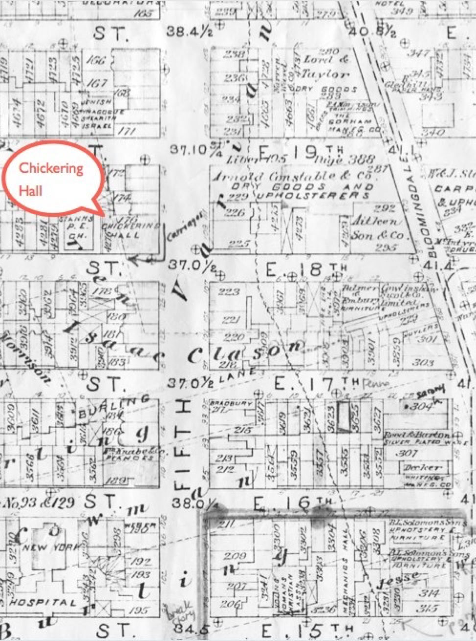 THE LOCATION OF CHICKERING HALL 130 Fifth Avenue, New York, NY