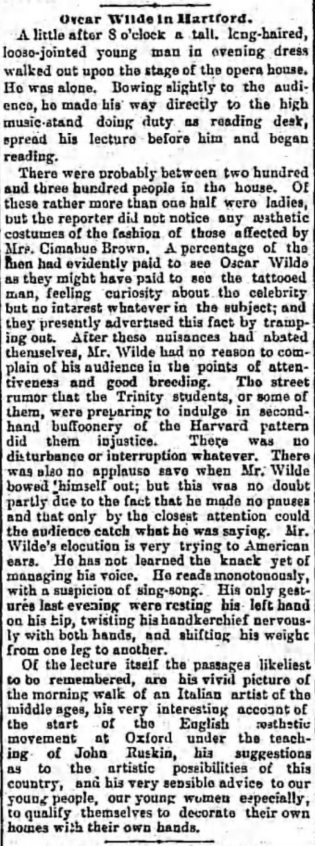Oscar Wilde in Hartford
