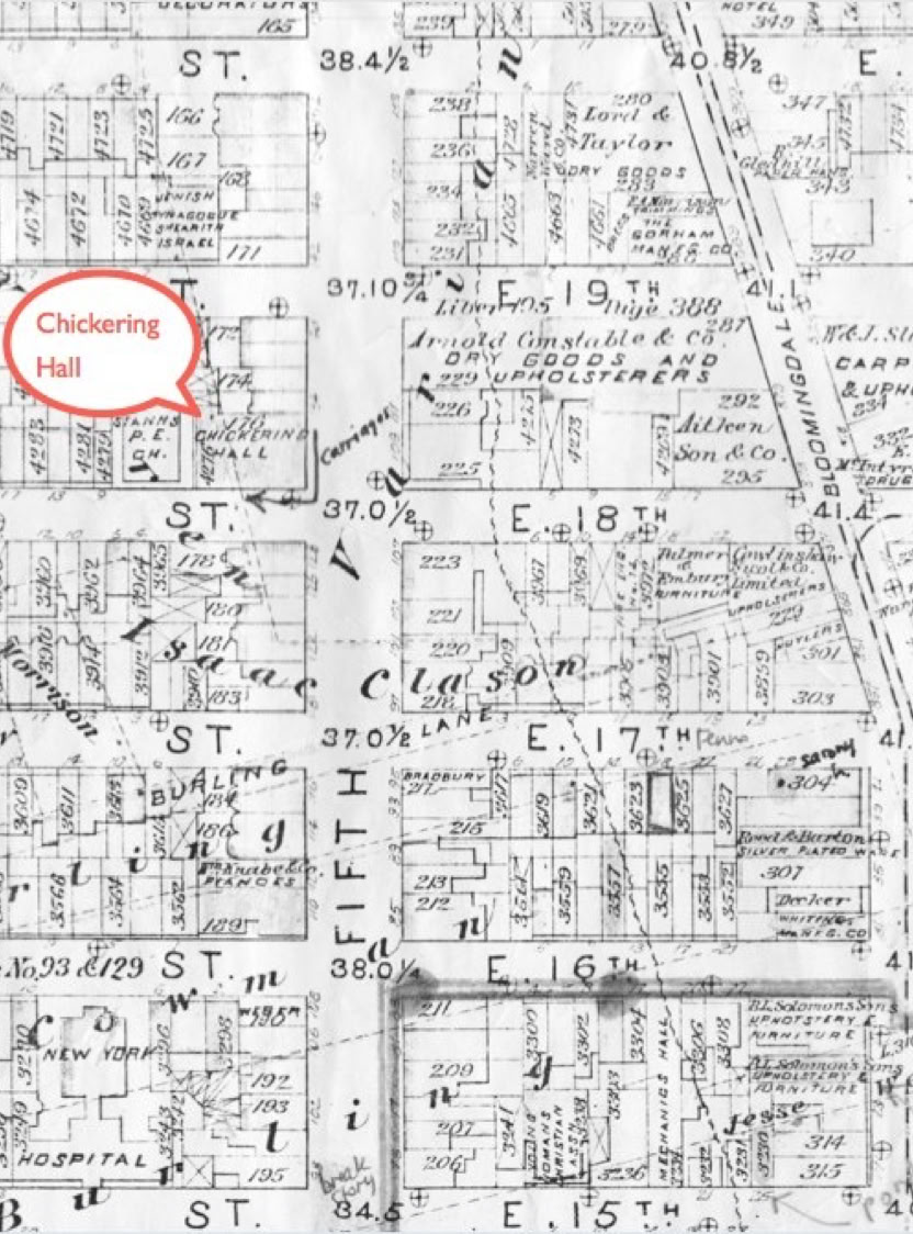 THE LOCATION OF CHICKERING HALL 130 Fifth Avenue, New York, NY